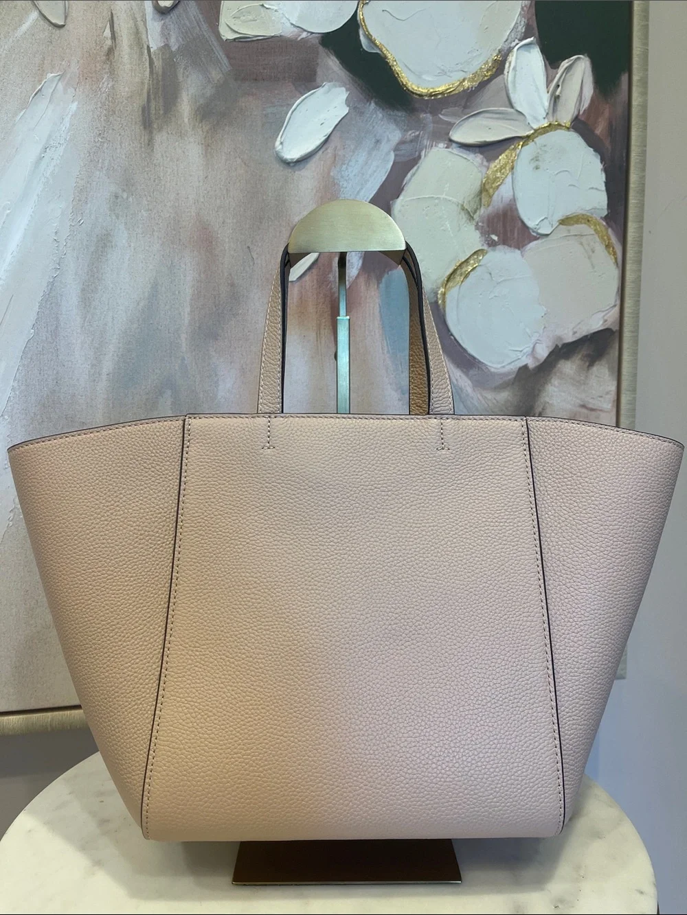 Tory Burch Light Pink McGraw Pebbled Leather Tote
